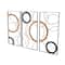 18" x 36" Black Metal Abstract with Brown & White Wooden Accent Home Wall Décor, 3ct.